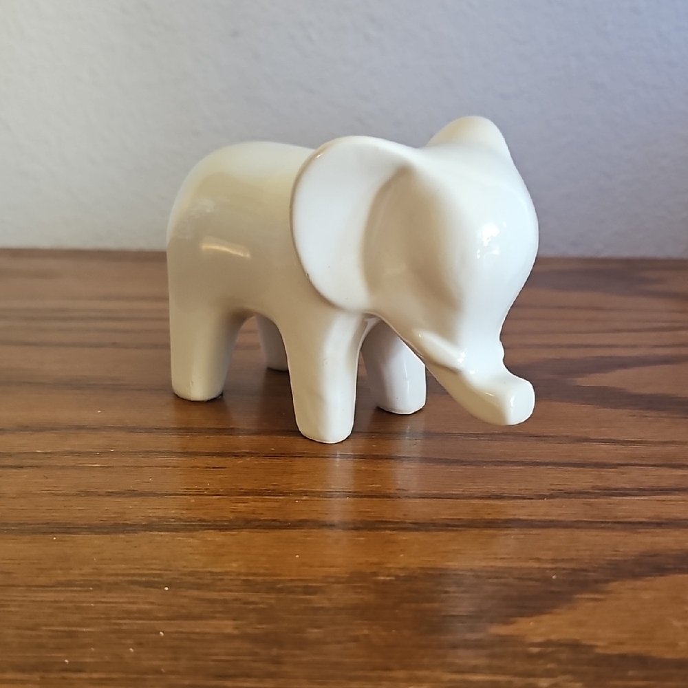 White Ceramic Elephant Figurine